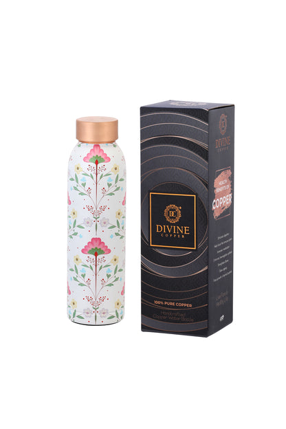 Oreo - Flower with Leafs Print Pure Copper Bottle