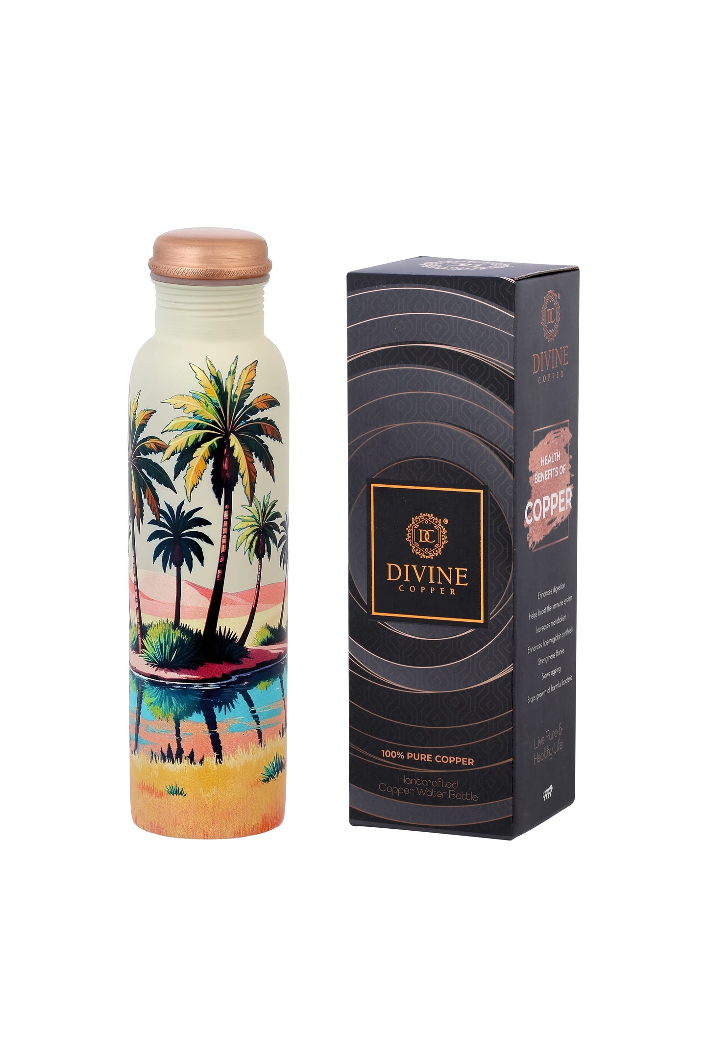 PIE - Desert With Palm Tree Pure Copper Bottle