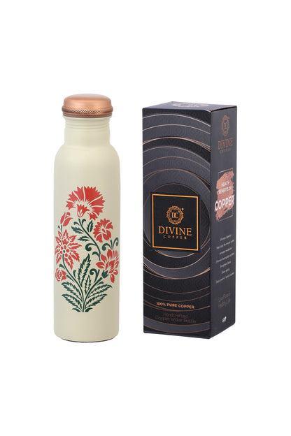PIE - Sanjhi Flower Print Pure Copper Bottle