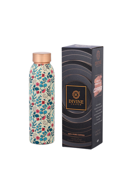 Oreo - Flower with Leafs Print Pure Copper Bottle