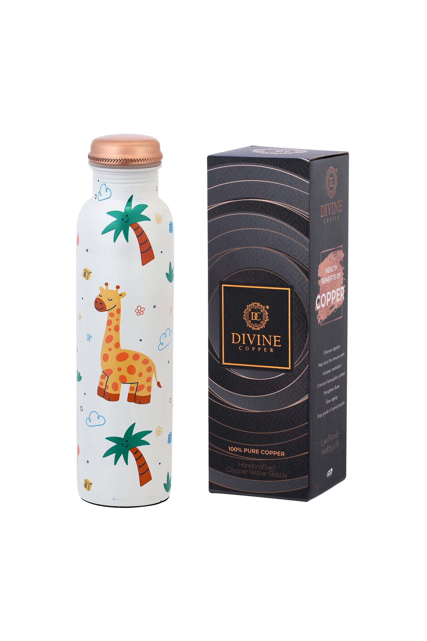 PIE - Jiraaf With Tree Print Pure Copper Bottle