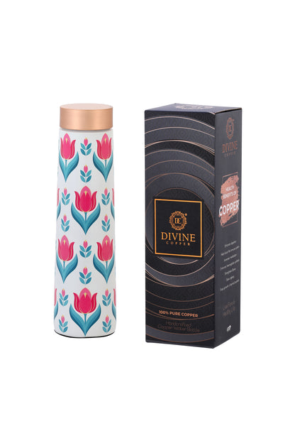 Eclair - Pink Flower Pure Copper Bottle
