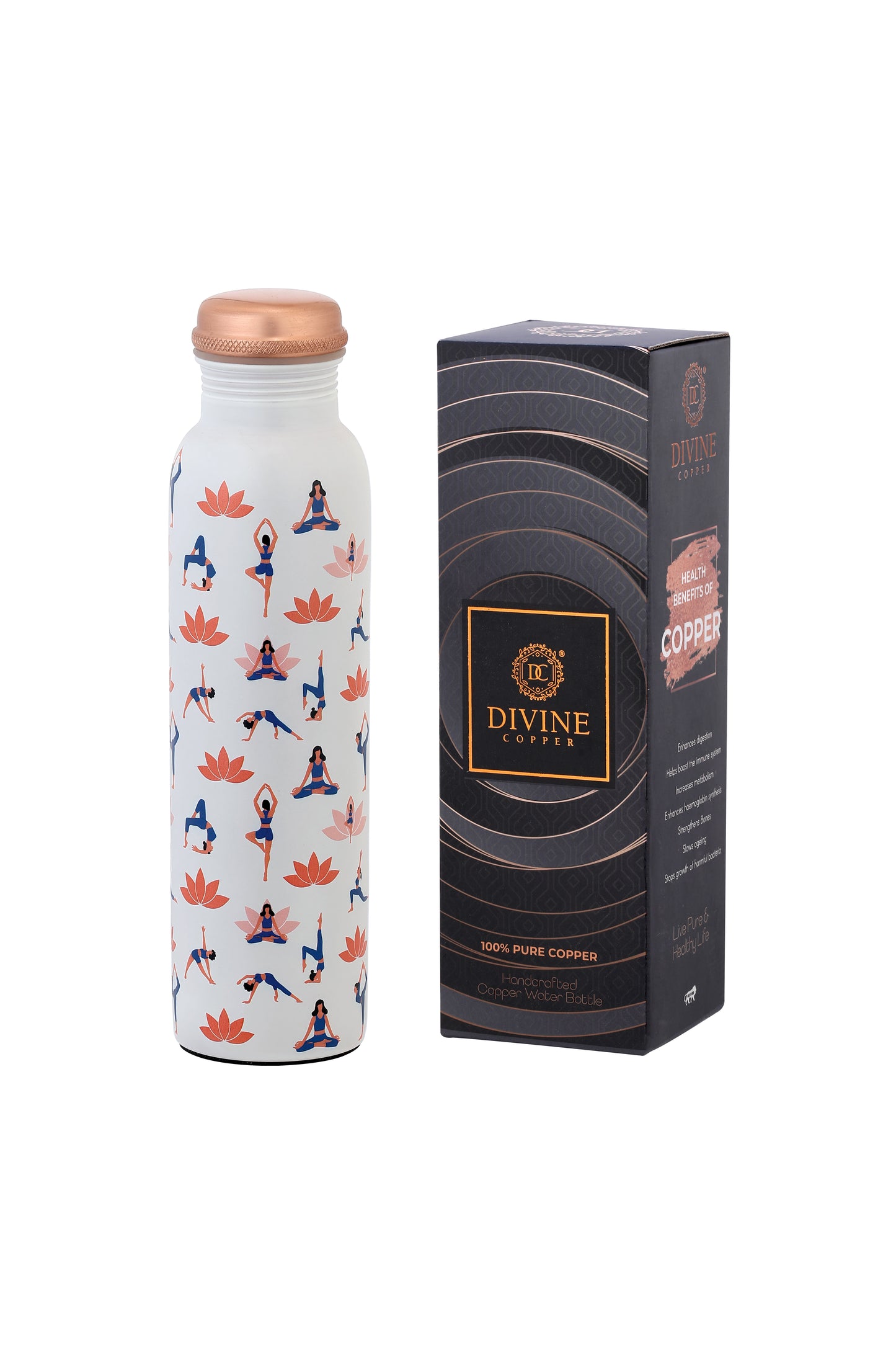 PIE - Yoga with Pose Print Pure Copper Bottle