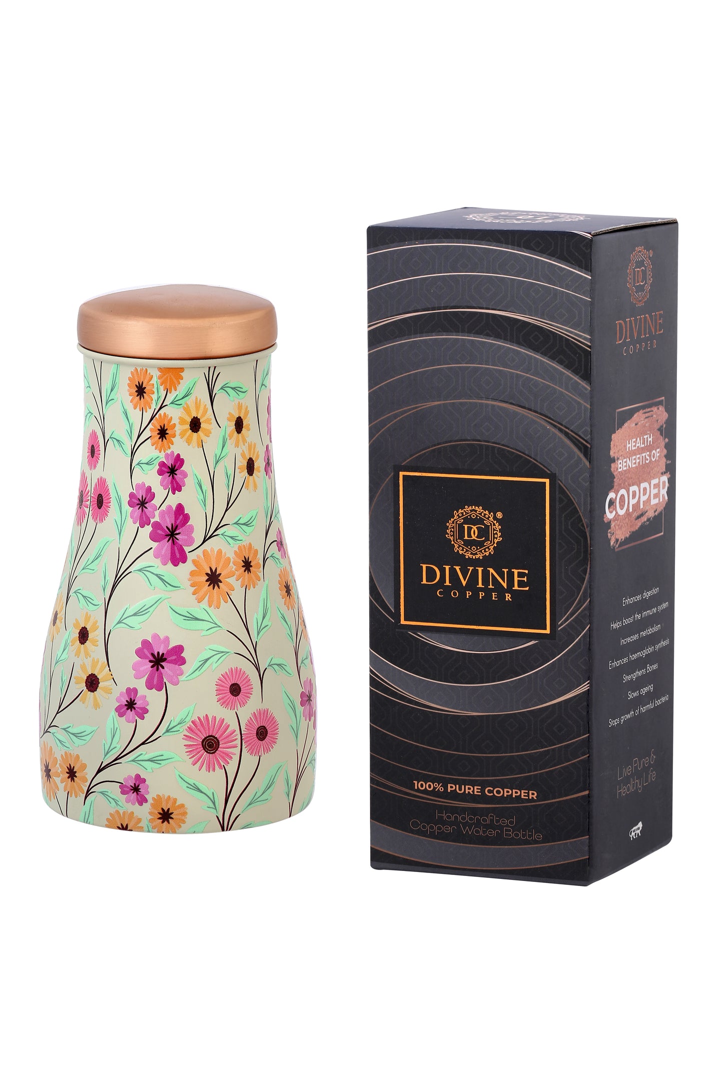 JAR - Vintage Disty flower Pattern Pure Copper Jar