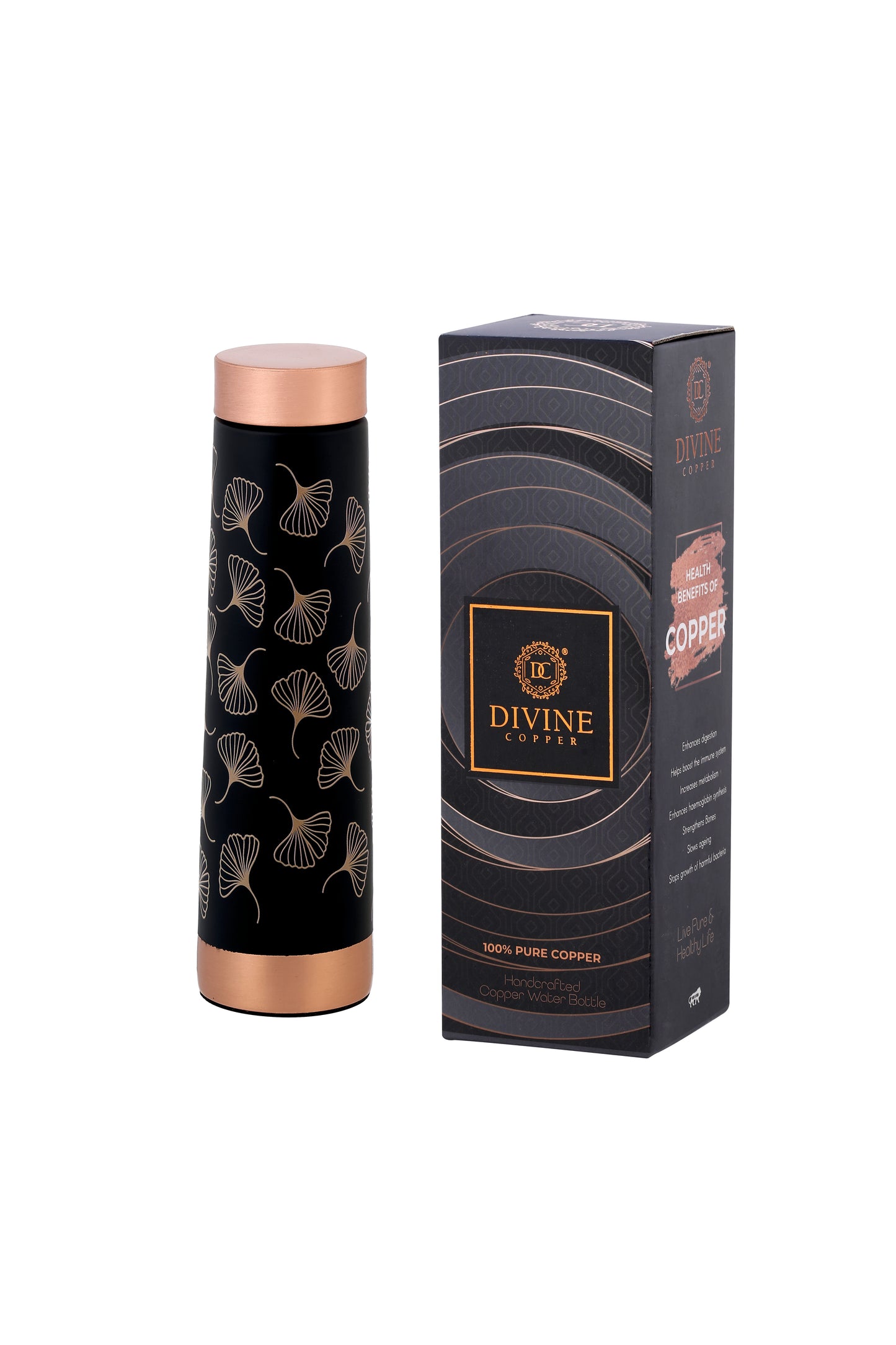 Eclair - Mashroom Print Pure Copper Bottle