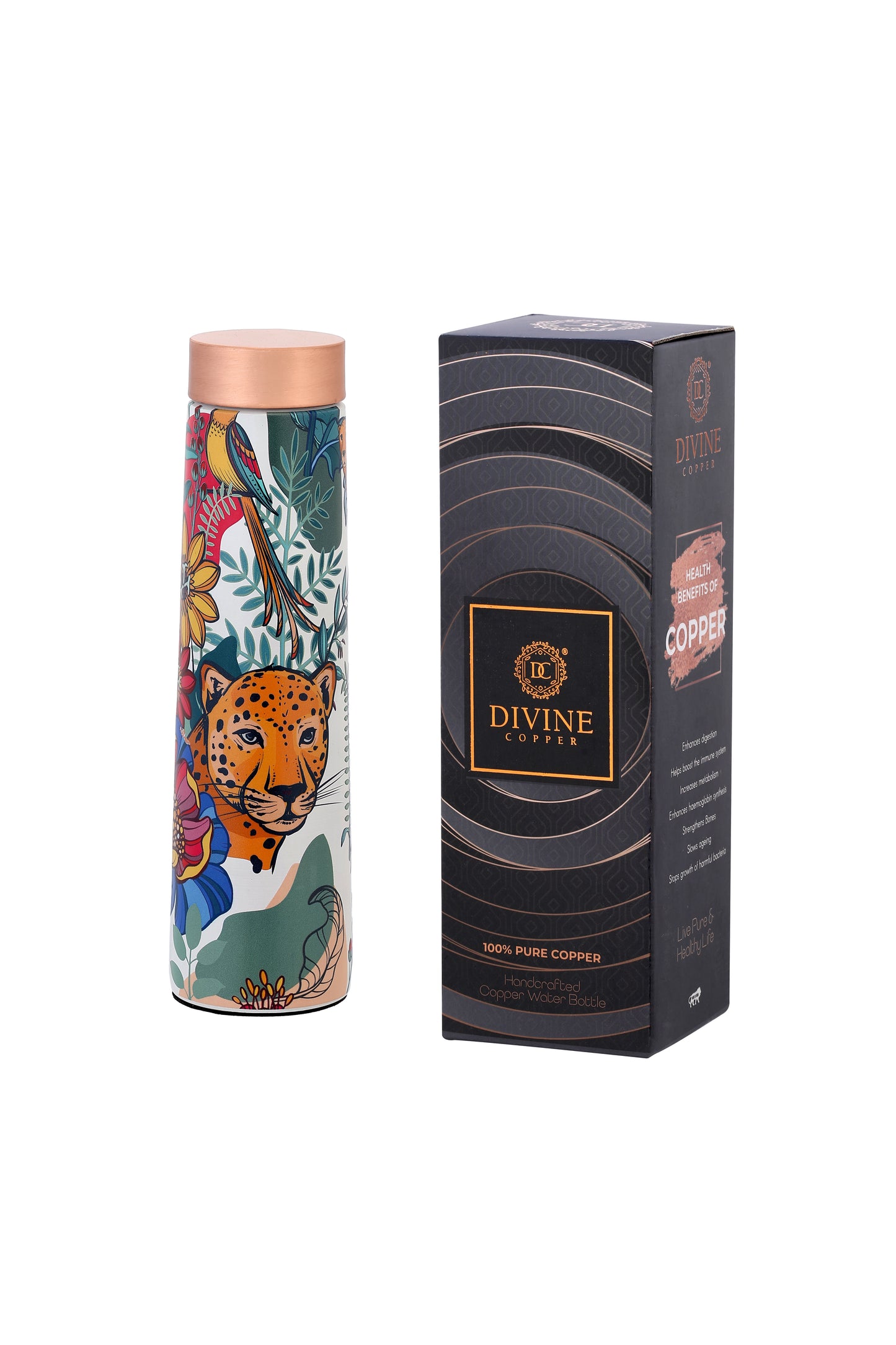 Eclair - Wild Animals Print Pure Copper Bottle
