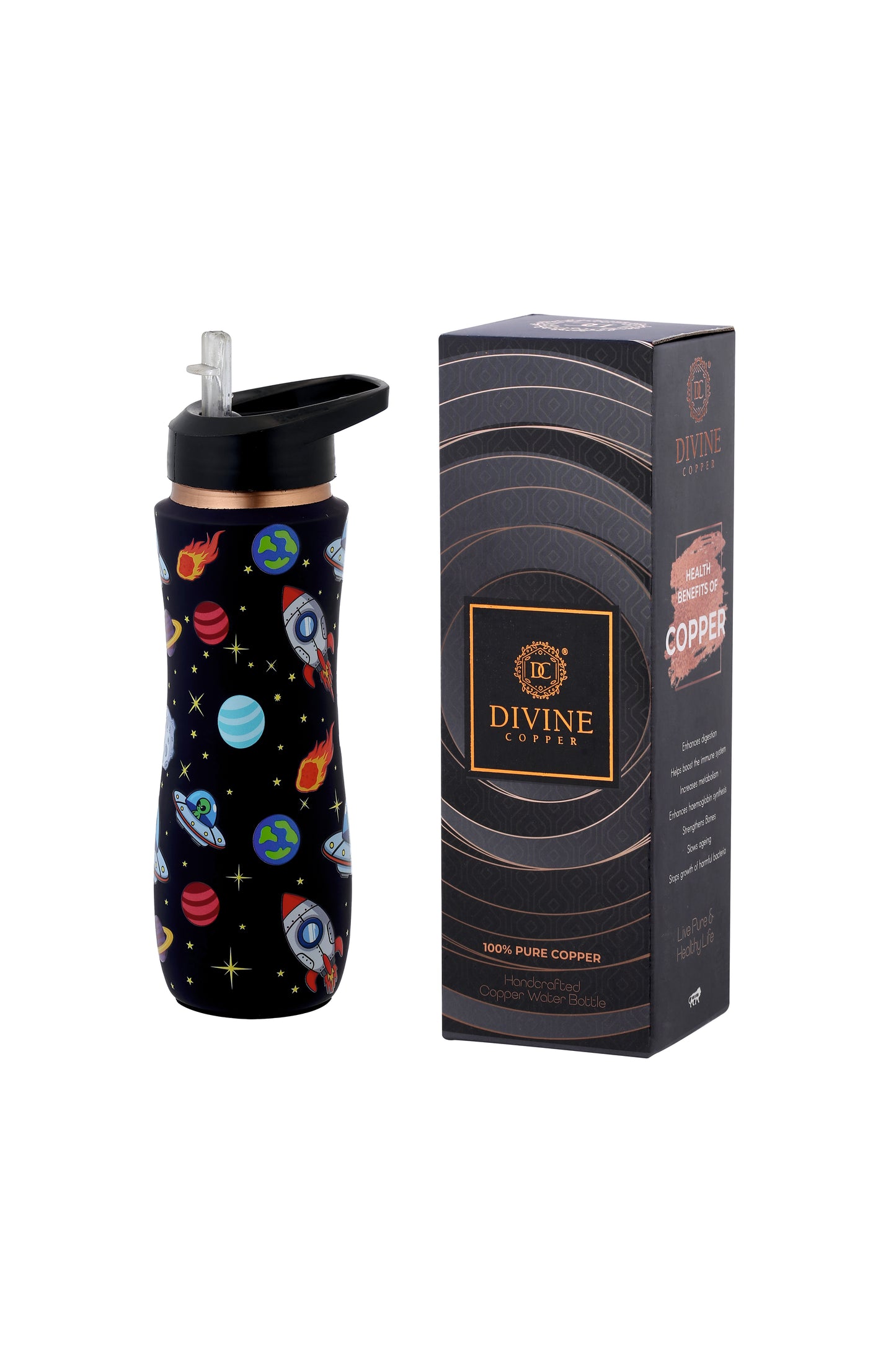 Sipper -  Space Print Pure Copper Bottle