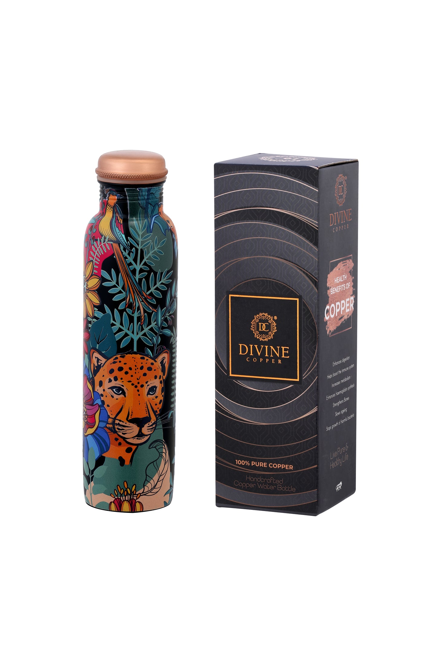 PIE - Wild Animals Print Pure Copper Bottle