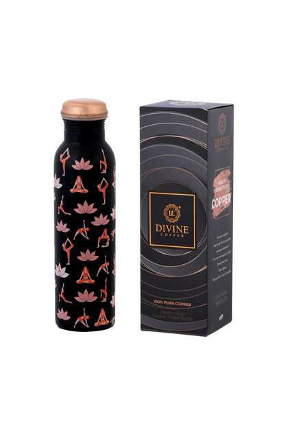 PIE -   Yoga with Pose Print Pure Copper Bottle (Black)