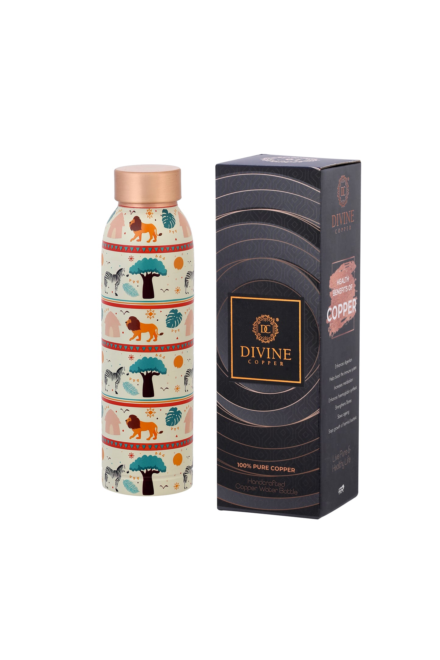 Oreo - African Print Pure Copper Bottle