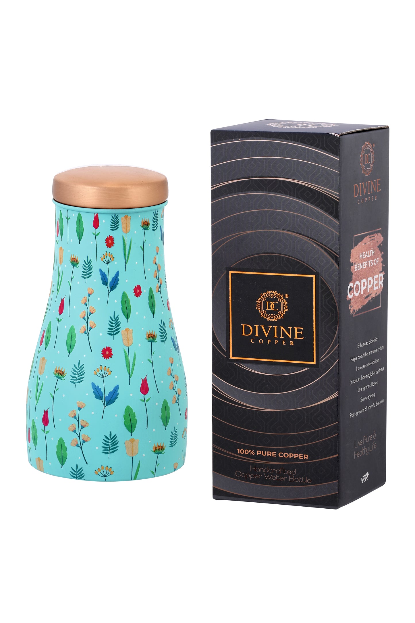 JAR - Spring Flower  Print Pure Copper Jar