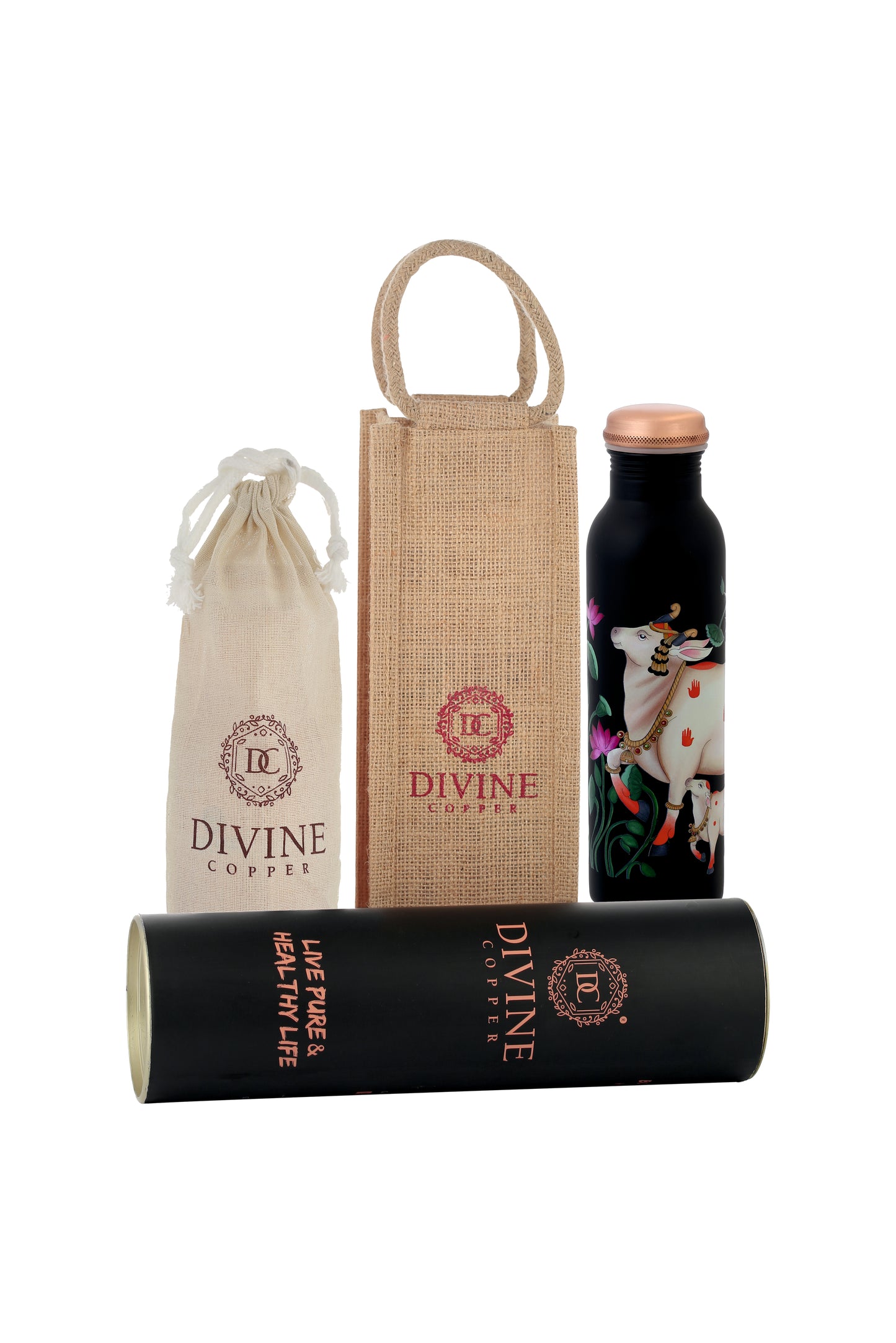 PIE - Cow 2 Print Pure Copper Bottle
