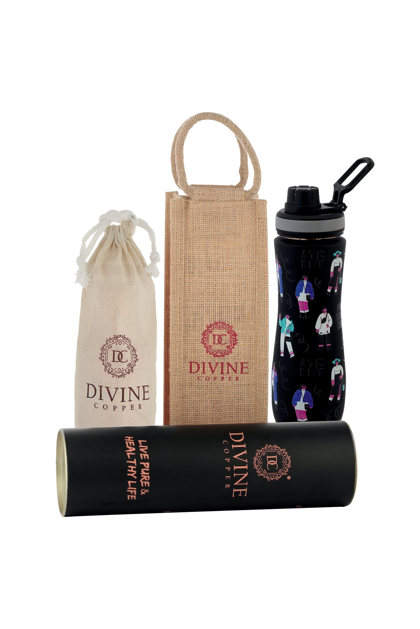 Sipper -  Genz Fashion Print Pure Copper Bottle
