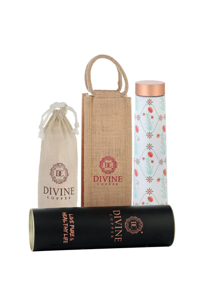 Eclair - Mangolian Flower Pattern Pure Copper Bottle