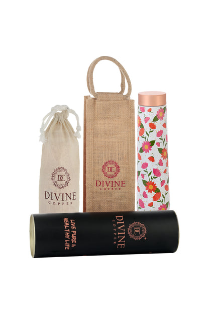 Eclair - Colourful Flower Pattern Pure Copper Bottle