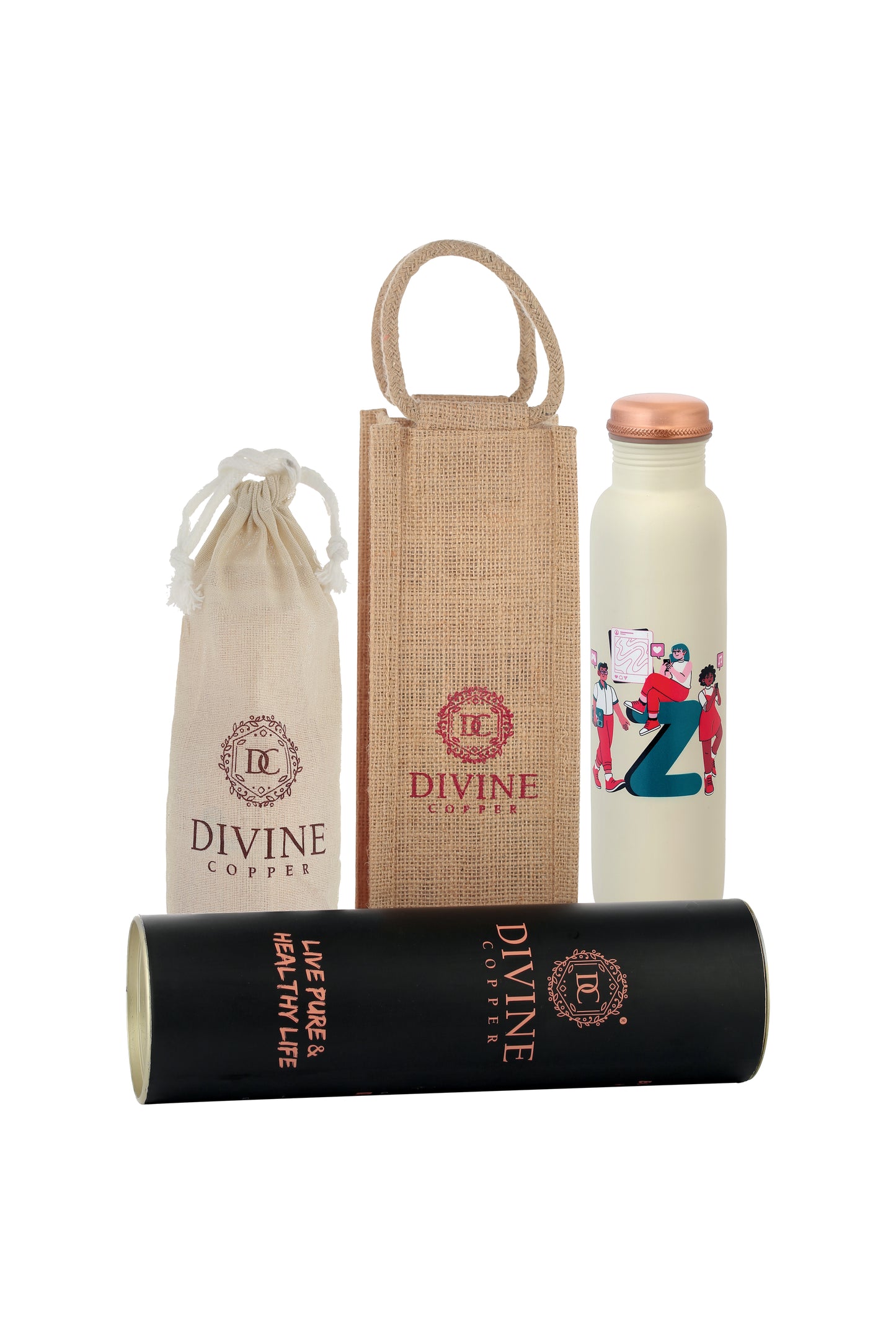 PIE - Genz With Social Media Print Pure Copper Bottle