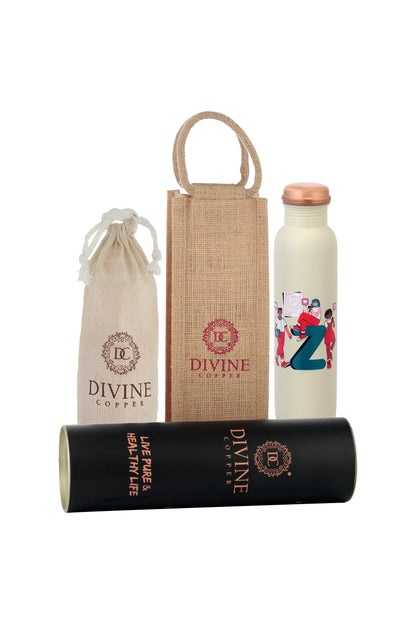PIE - Genz With Social Media Print Pure Copper Bottle