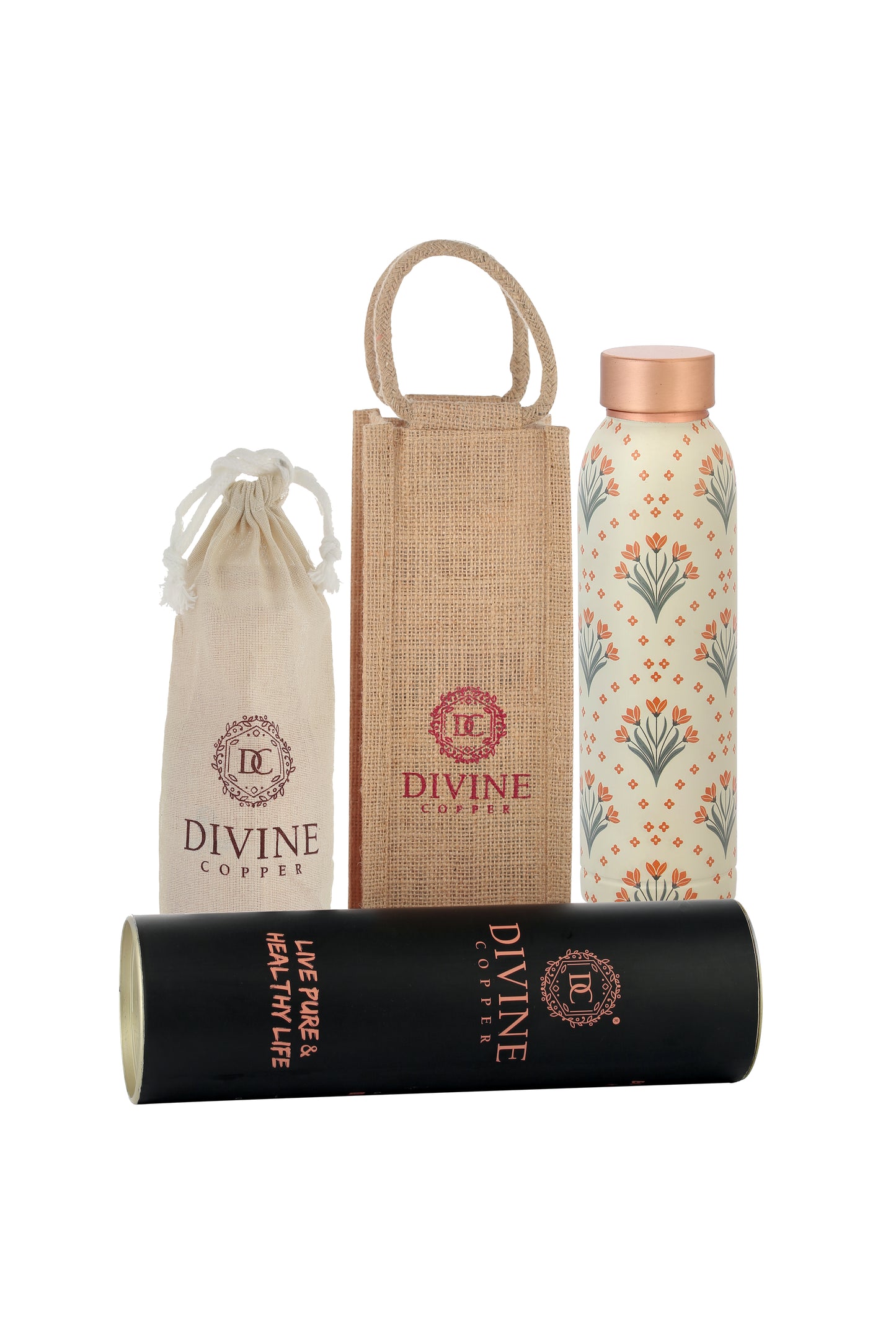 Oreo - Tulip Flower Print Pure Copper Bottle