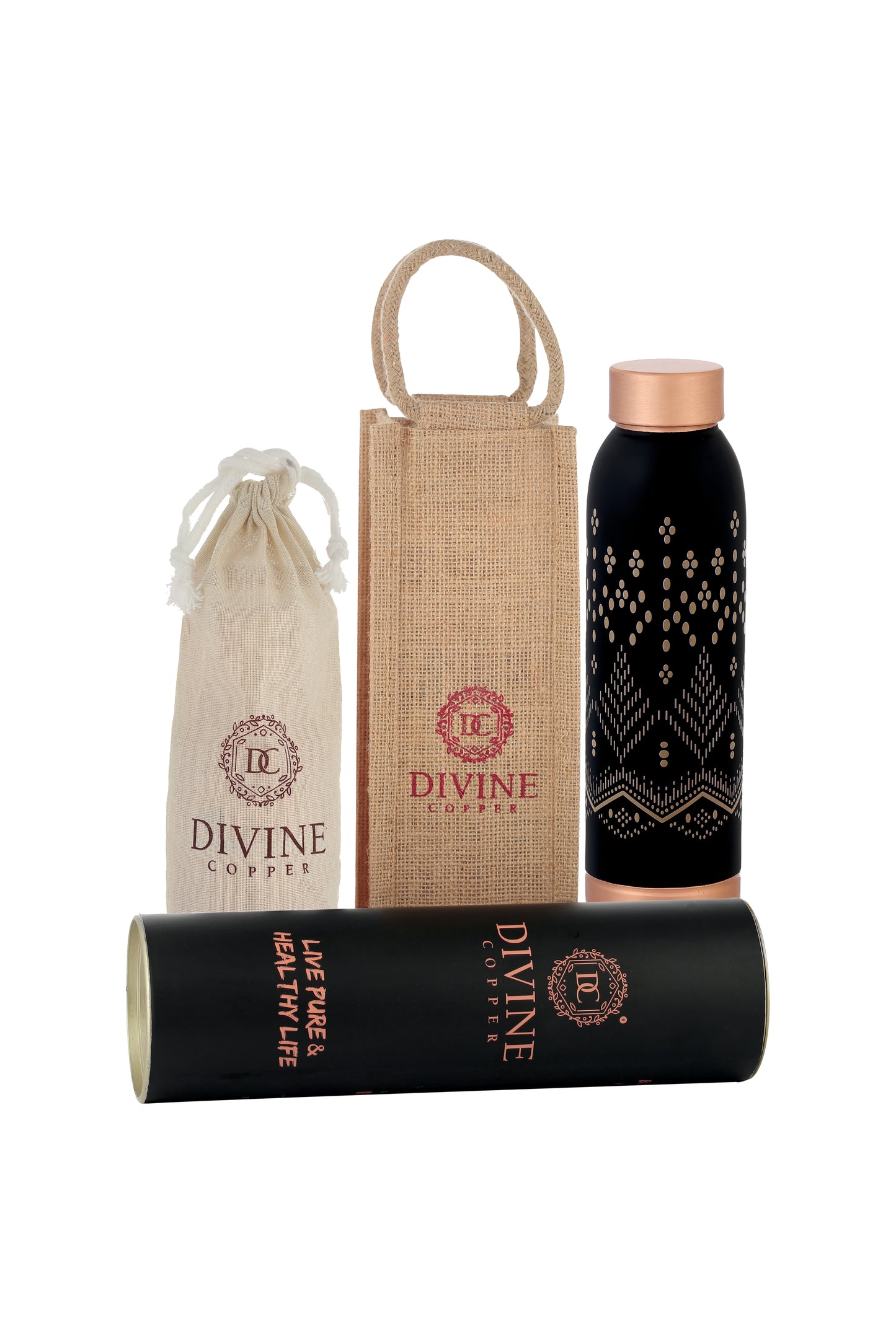 Oreo - Circle & Line Print Pure Copper Bottle