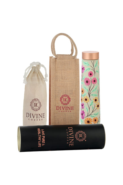 Eclair - Vintage Disty flower Pattern Pure Copper Bottle