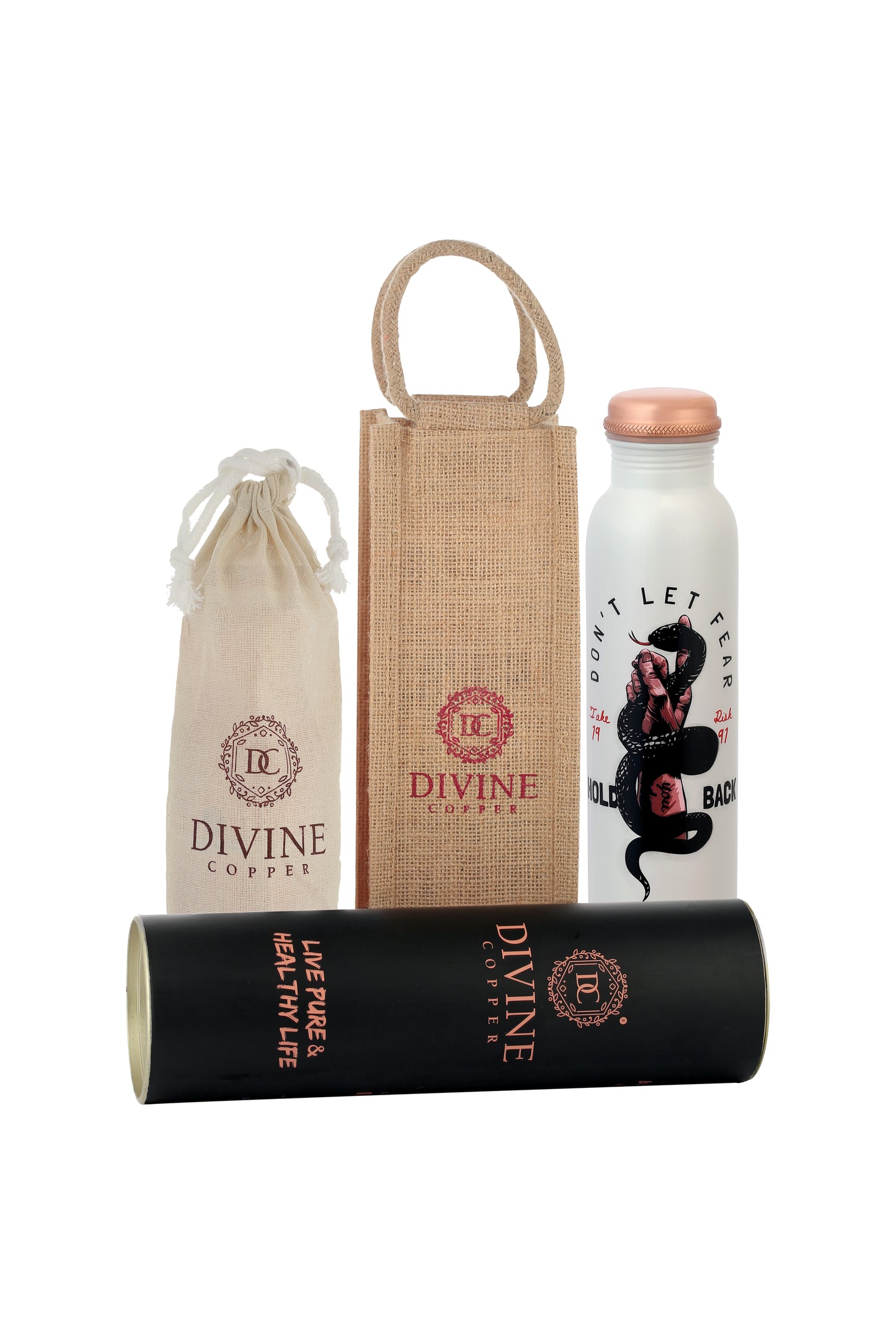 PIE - Hand with Snake Print Pure Copper Bottle