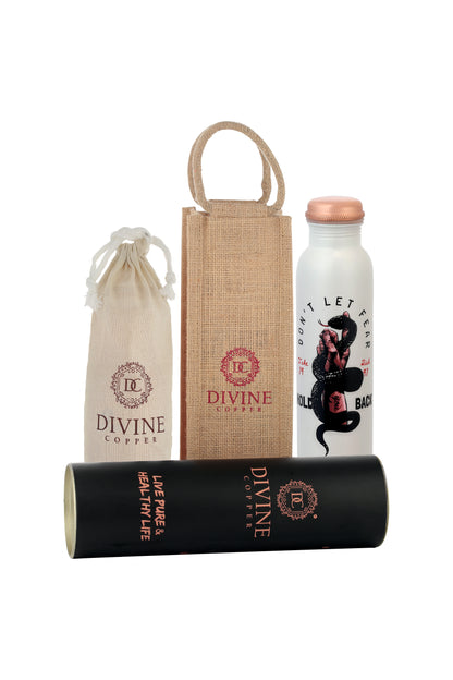 PIE - Hand with Snake Print Pure Copper Bottle