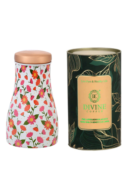 JAR - Colourful Flower Print Pure Copper Bottle