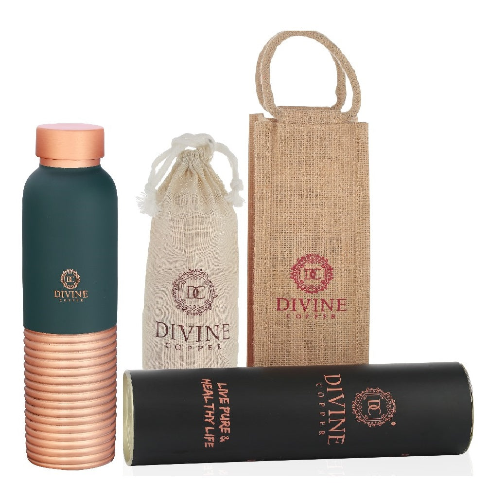 OREO-MULTIRING Green Pure Copper Water Bottle