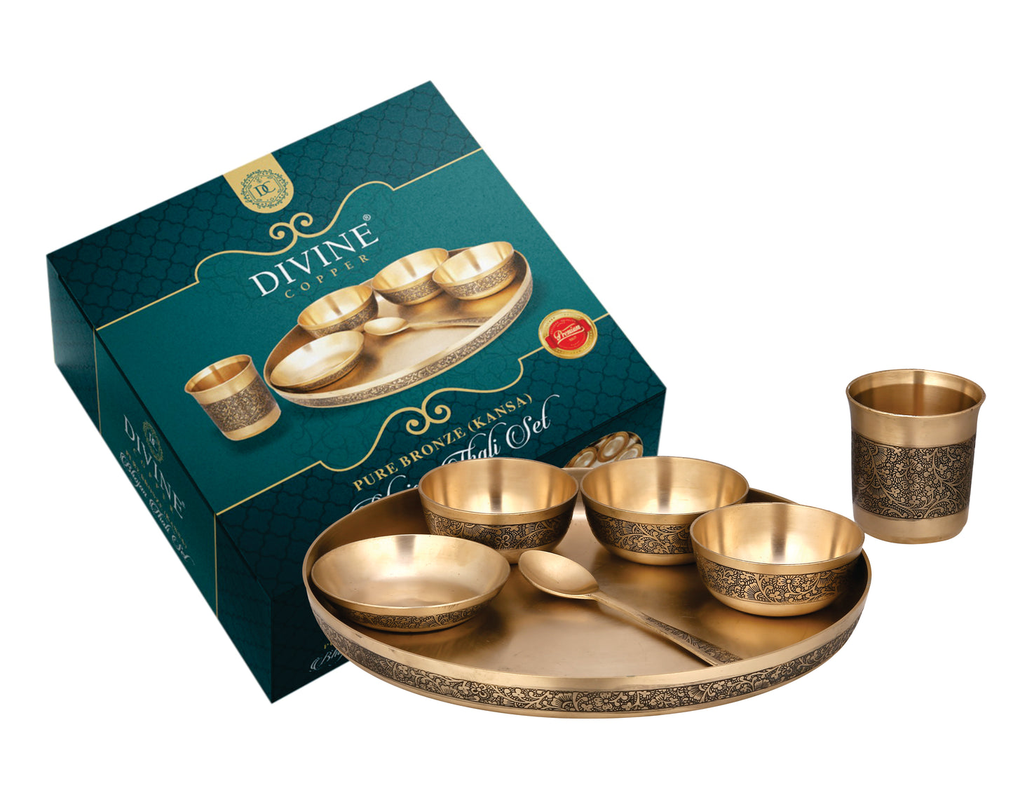 Pure Kansa (Bronze) Bhojan Thali set for Full Family - 6 PCS Family Set