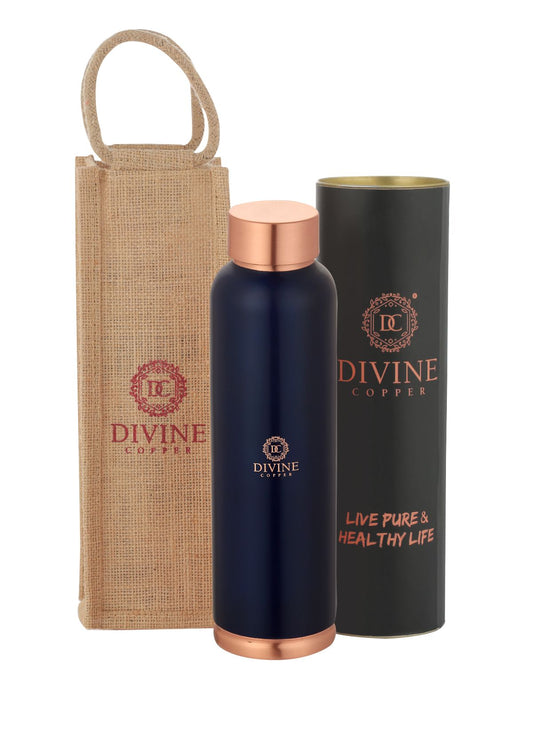 Oreo blue copper bottle with Free Jute carry bag