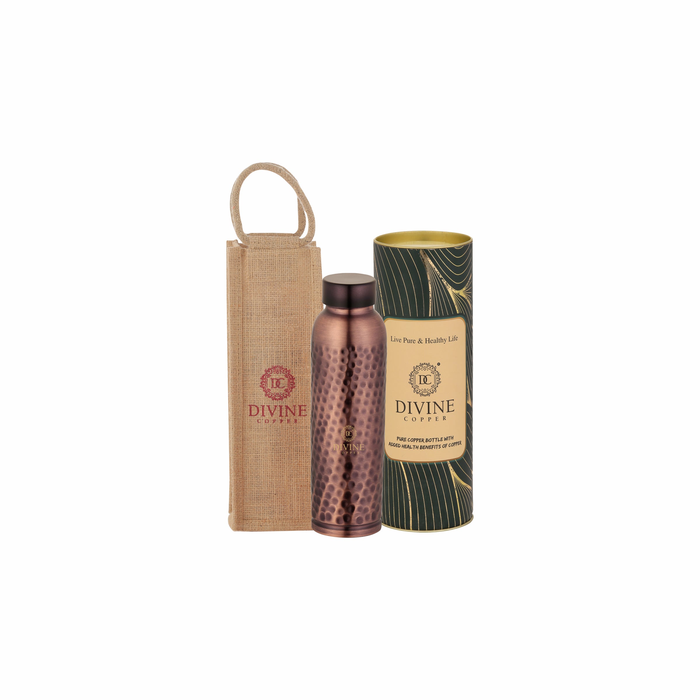 Oreo 750ml antique Pure copper bottle with Free Jute carry bag