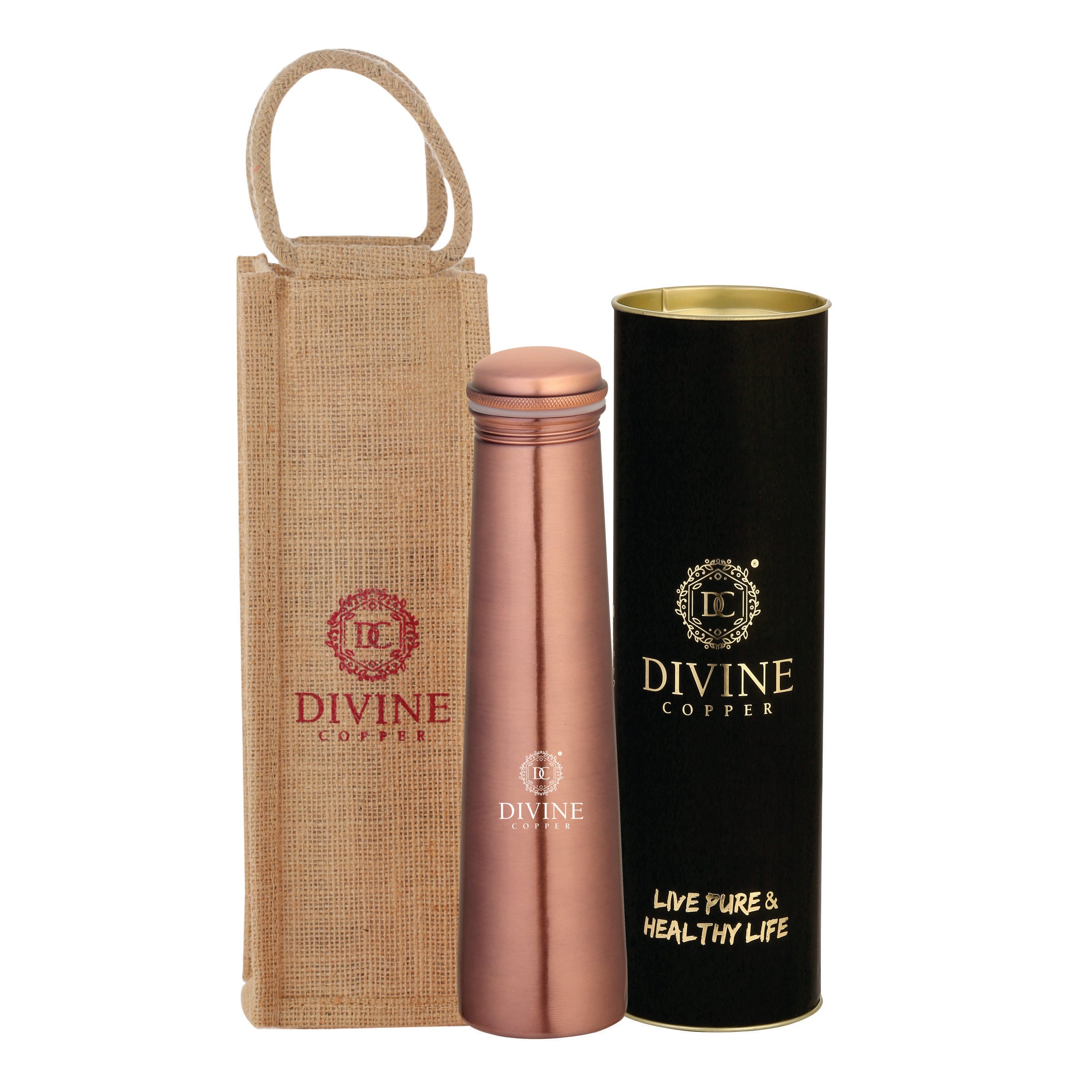 Froyo Pure copper bottle 750ml antique color with free Jute carry bag