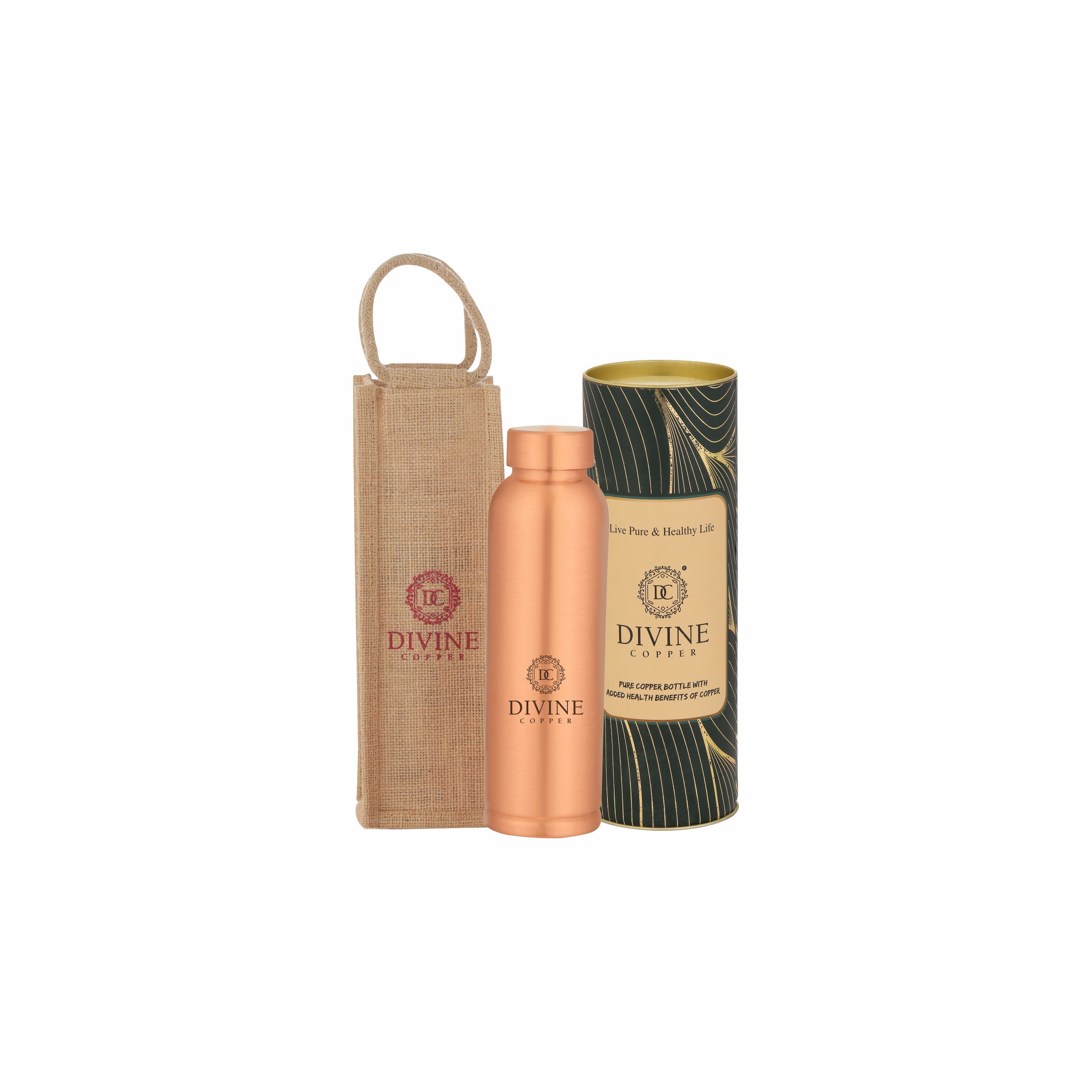 Oreo 750ml Pure copper bottle with Free Jute carry bag
