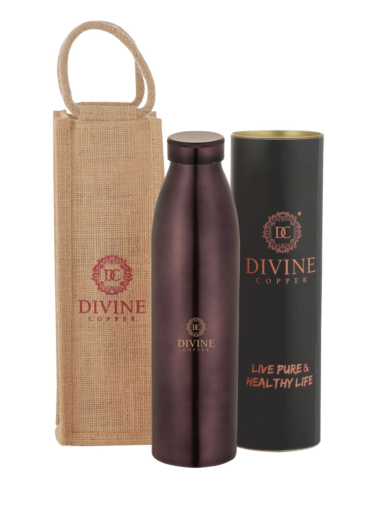 Yoga antique 950ML Pure copper bottle with Free Jute carry bag