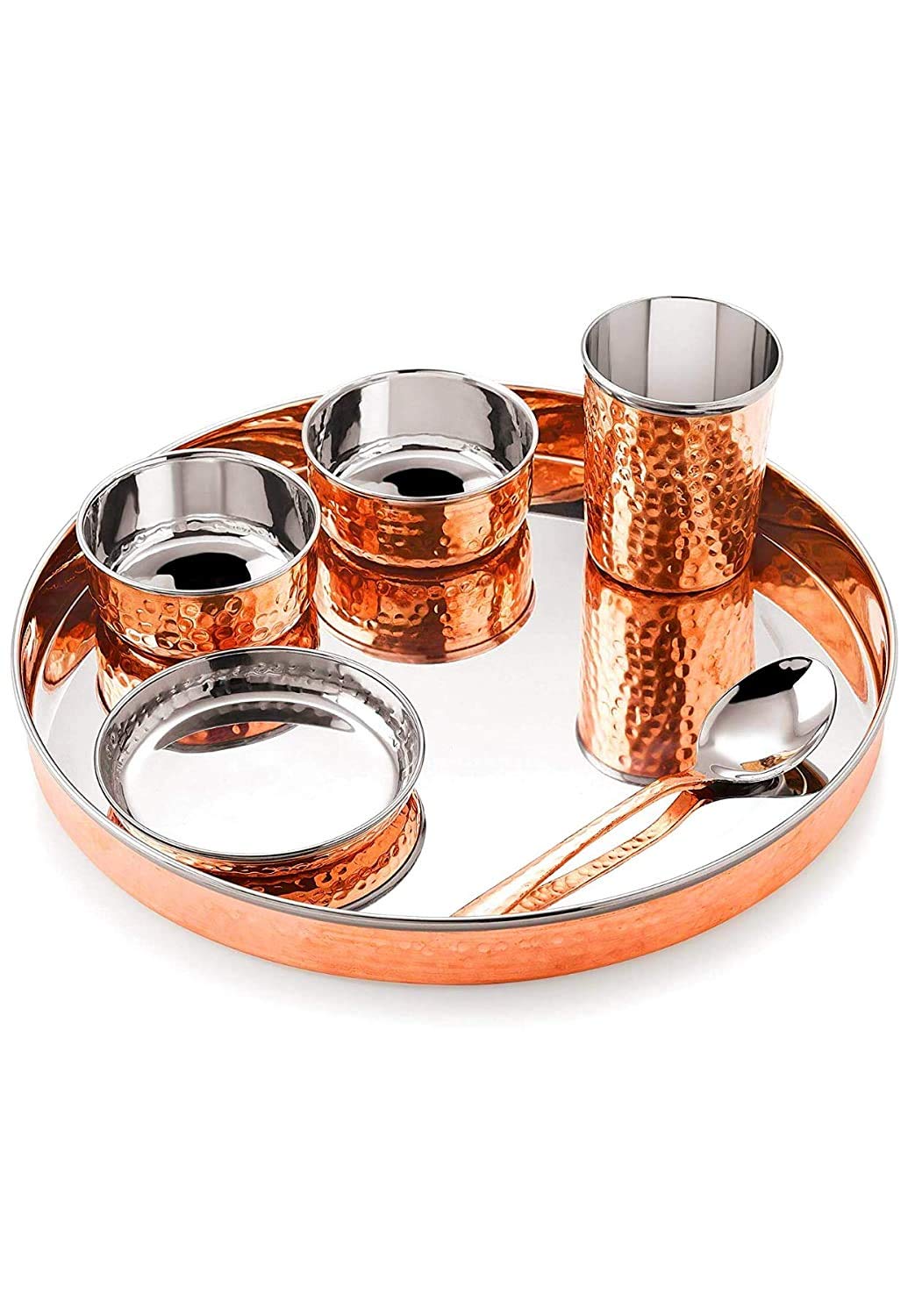 Pure Copper Steel Thali Set 6 Pcs