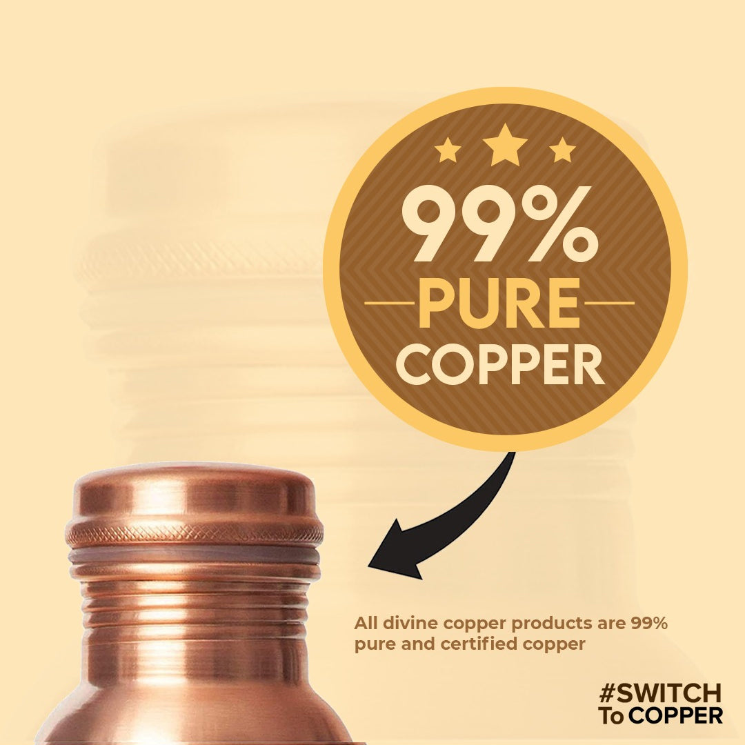 Froyo 750ml plain Pure copper bottle with free Jute carry bag