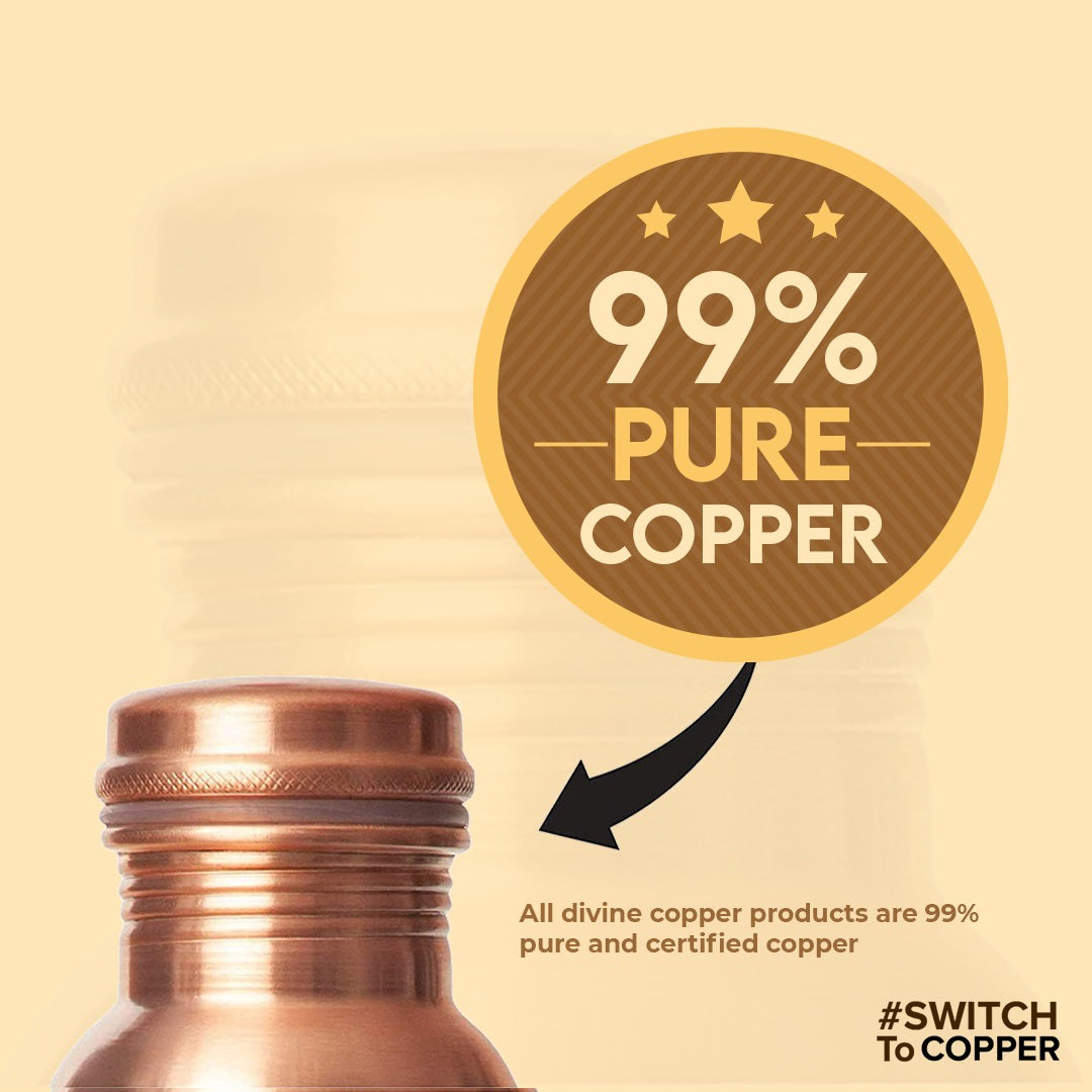 PIE 950ml diamond Pure copper bottle with free Jute carry bag