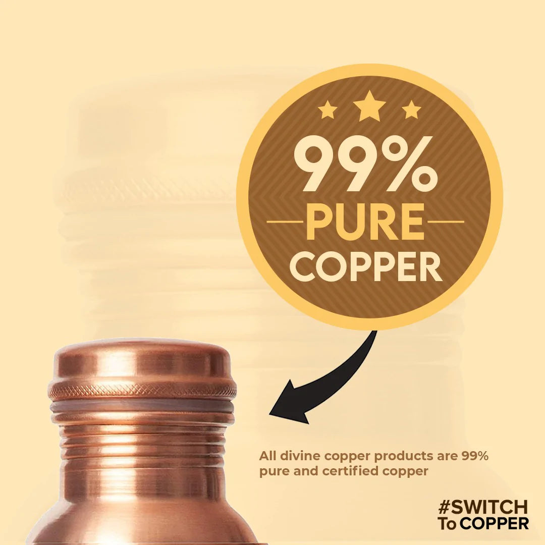 Crown 1000ml Pure copper bottle with 2 glass 300ml*2 gift pack