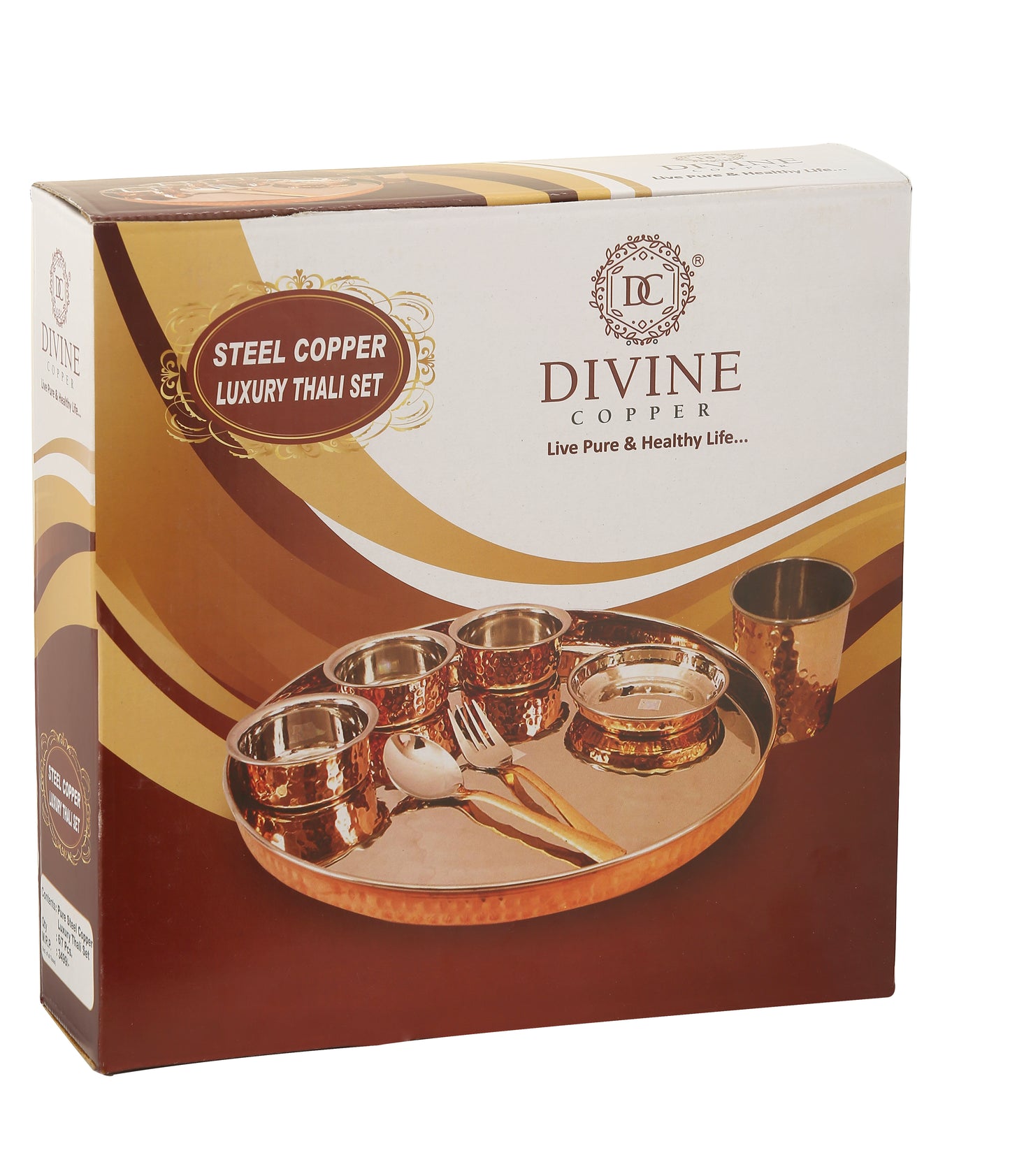 Pure Copper Steel Thali Set 6 Pcs